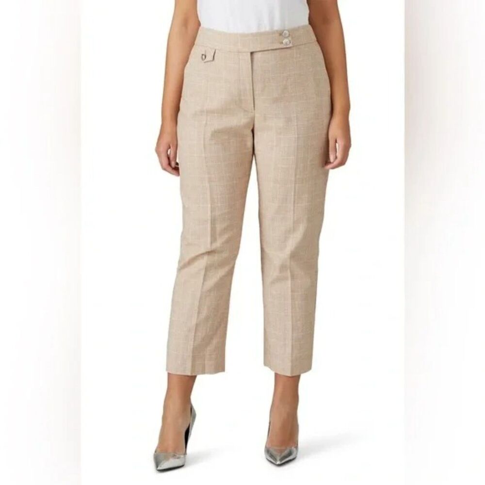 Veronica Beard Beige Plaid Renzo Cropped Ankle Pants Sz 12